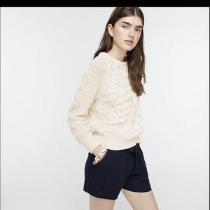 J. Crew White Diagonal Cable Sweater